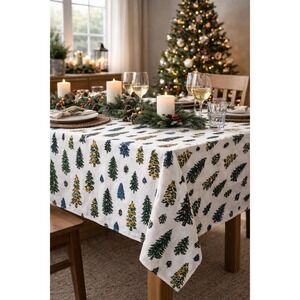 Threshold Holiday Christmas Tree Tablecloth 60" X 120"